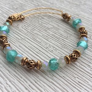 Turquoise & gold ALEX AND ANI beaded bangle